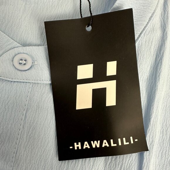 Hawalili Womens Sleeveless Light Blue Mandarin Collar Top XL Polyester Blend New - Picture 5 of 11